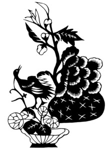 传统剪纸花鸟图