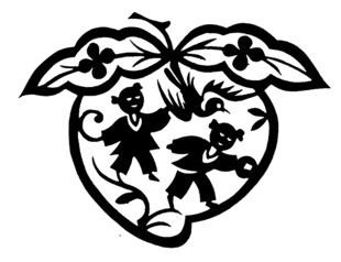 草莓图案中的可爱小精灵