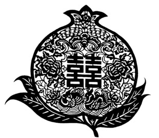 中式喜字石榴传统图案