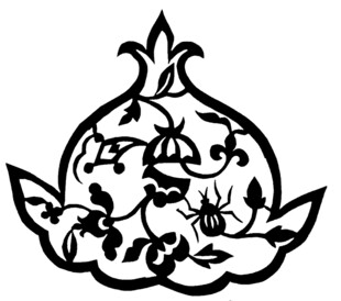 石榴花卉图案剪影