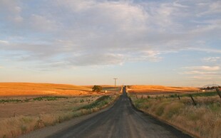 夕阳下的旷野公路