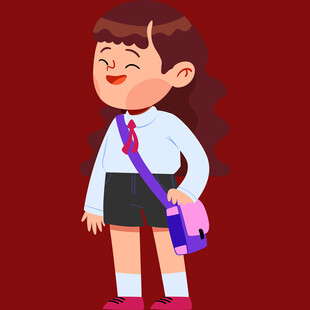 背着书包的可爱小女孩