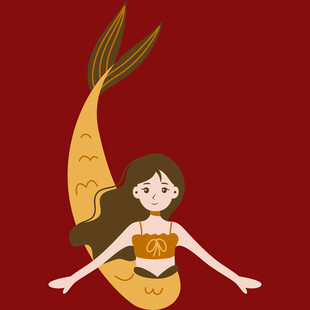 萝卜造型的美人鱼插画