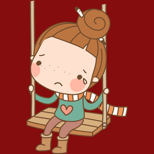 荡秋千的忧郁小女孩