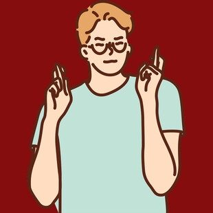 戴眼镜男子比出交叉手势