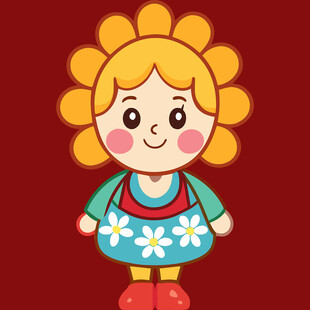 穿花衣的可爱卡通小女孩