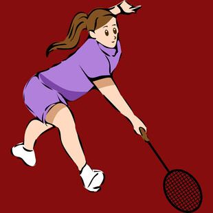女子专注打羽毛球瞬间