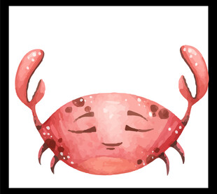 可爱闭眼小螃蟹插画