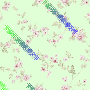 淡绿色花卉碎花图案数码印花