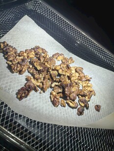 烘干架上的烤核桃干货