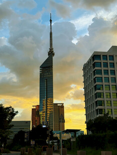 夕阳下的城市高楼景观
