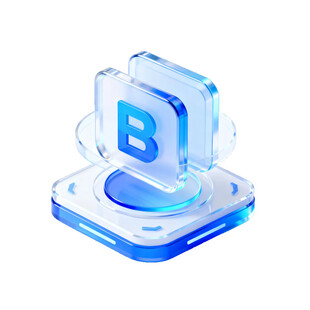 蓝色立体字母B图标设计