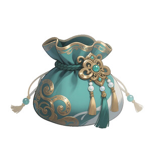 古风蓝金花纹锦袋