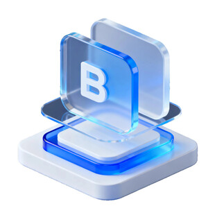 蓝色立体字母B图标设计
