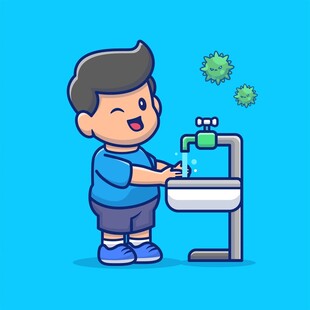 男孩洗手远离病毒插图