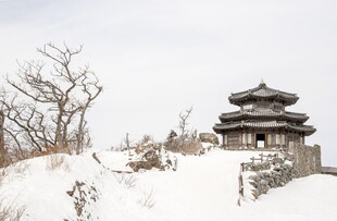 雪覆古亭尽显冬日静谧