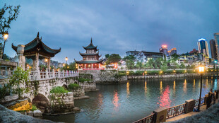 江南水乡夜景古建筑风光