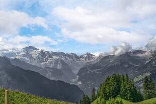 壮丽山景与葱郁植被