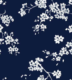 蓝底白花简约花卉