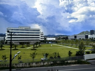 现代建筑与开阔绿地景观