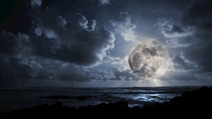 月夜下的静谧海面