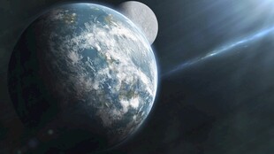 太空中的地球与卫星