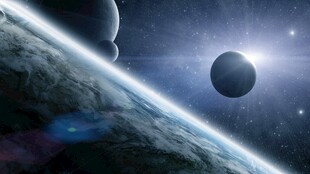 太空中的星球与地球景观