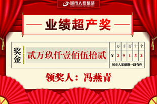 业绩超产奖荣誉证书展示