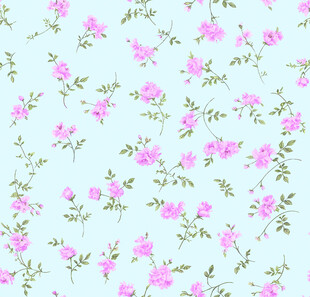 淡蓝底粉色小花花卉图案