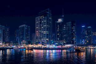 迪拜璀璨夜景城市风光
