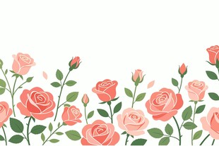 粉色玫瑰花边装饰图案