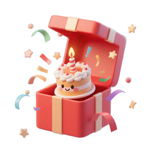 礼盒中的可爱生日蛋糕