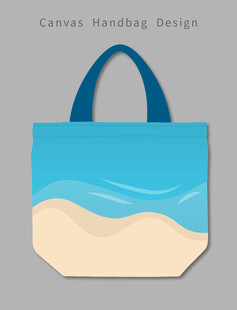 蓝白海浪风手提袋
