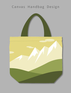 手绘山景帆布手提袋