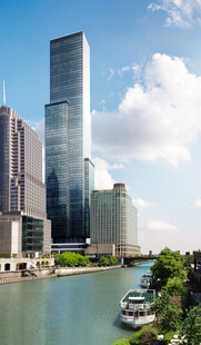 河畔现代摩天都市景观