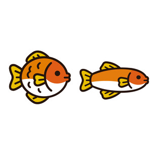 简笔画两条卡通金鱼