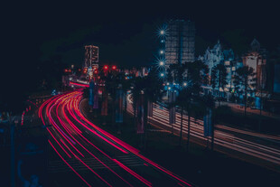 城市夜景车流光影轨迹