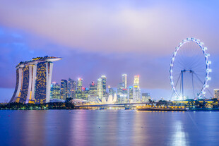 新加坡城市天际线美丽夜景