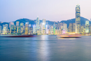 香港璀璨城市天际线夜景