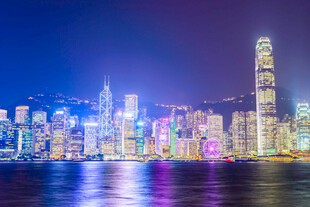 香港璀璨夜景城市天际线