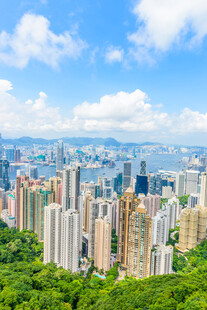 香港城市天际线与绿植景观