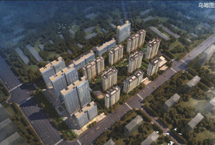现代住宅小区鸟瞰图