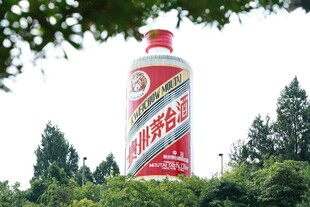 户外的茅台酒瓶景观