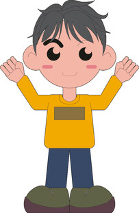 穿黄衣的开心小男孩
