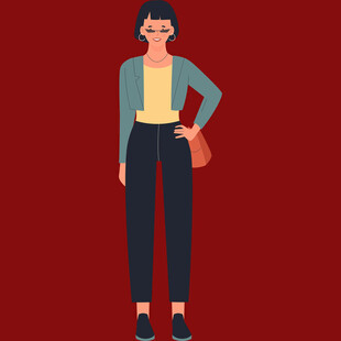 时尚站立女性插画形象
