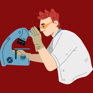 科学家使用显微镜做研究