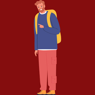 背着书包的微笑男士