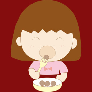小女孩开心吃着盘中食物