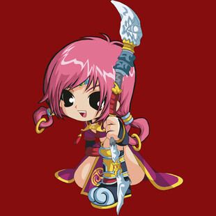 粉色头发持武器可爱少女
