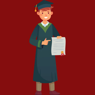毕业学子手持证书竖拇指